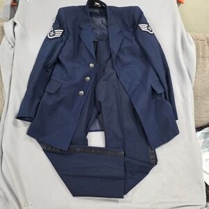 US Air Force Service Dress Uniform Coat Trousers 38R SSgt Staff Sergeant Blue